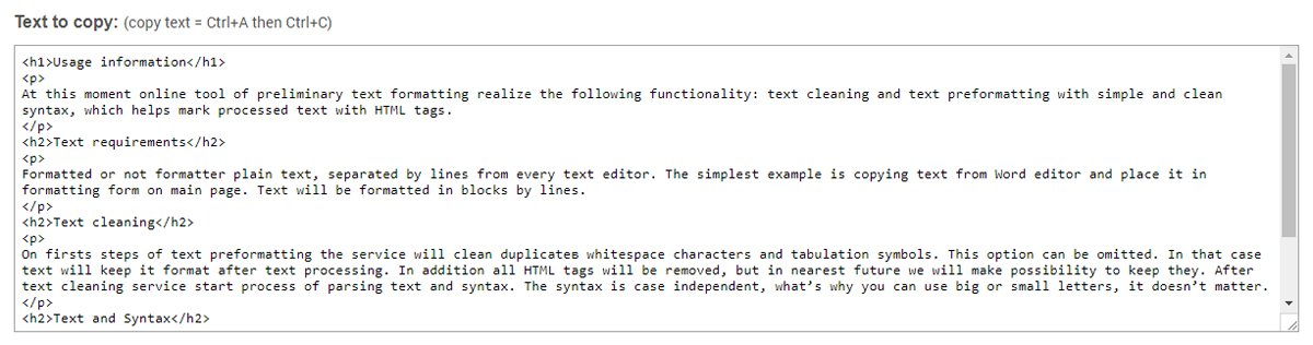 formatting results
